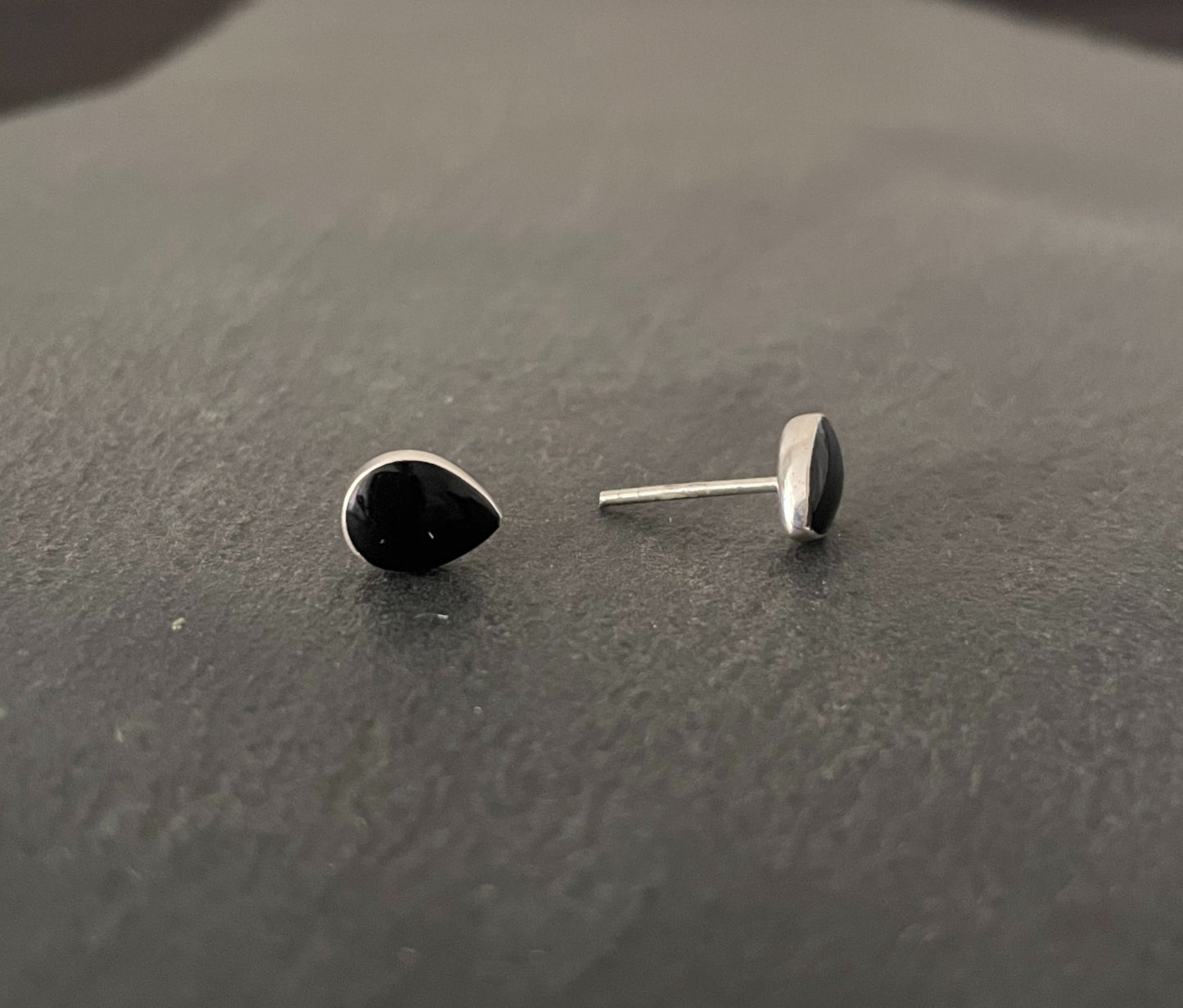 Black Onyx Teardrop Stud Earrings image 1