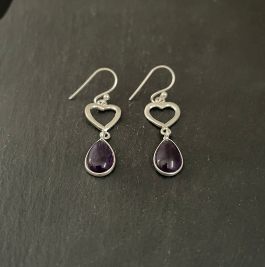 Amethyst Heart Earrings image 1