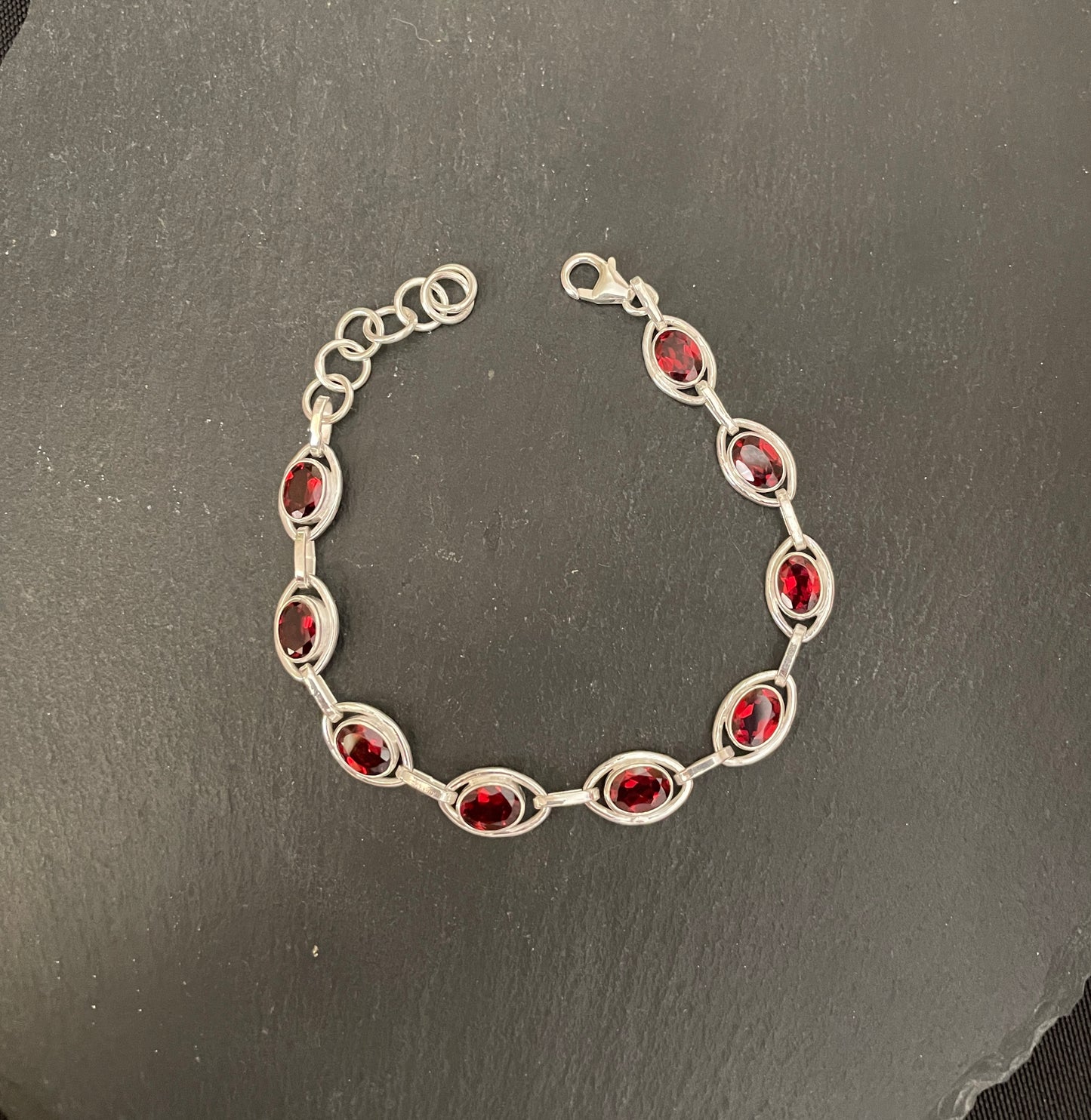 Oval Garnet and Silver Bracelet image 1