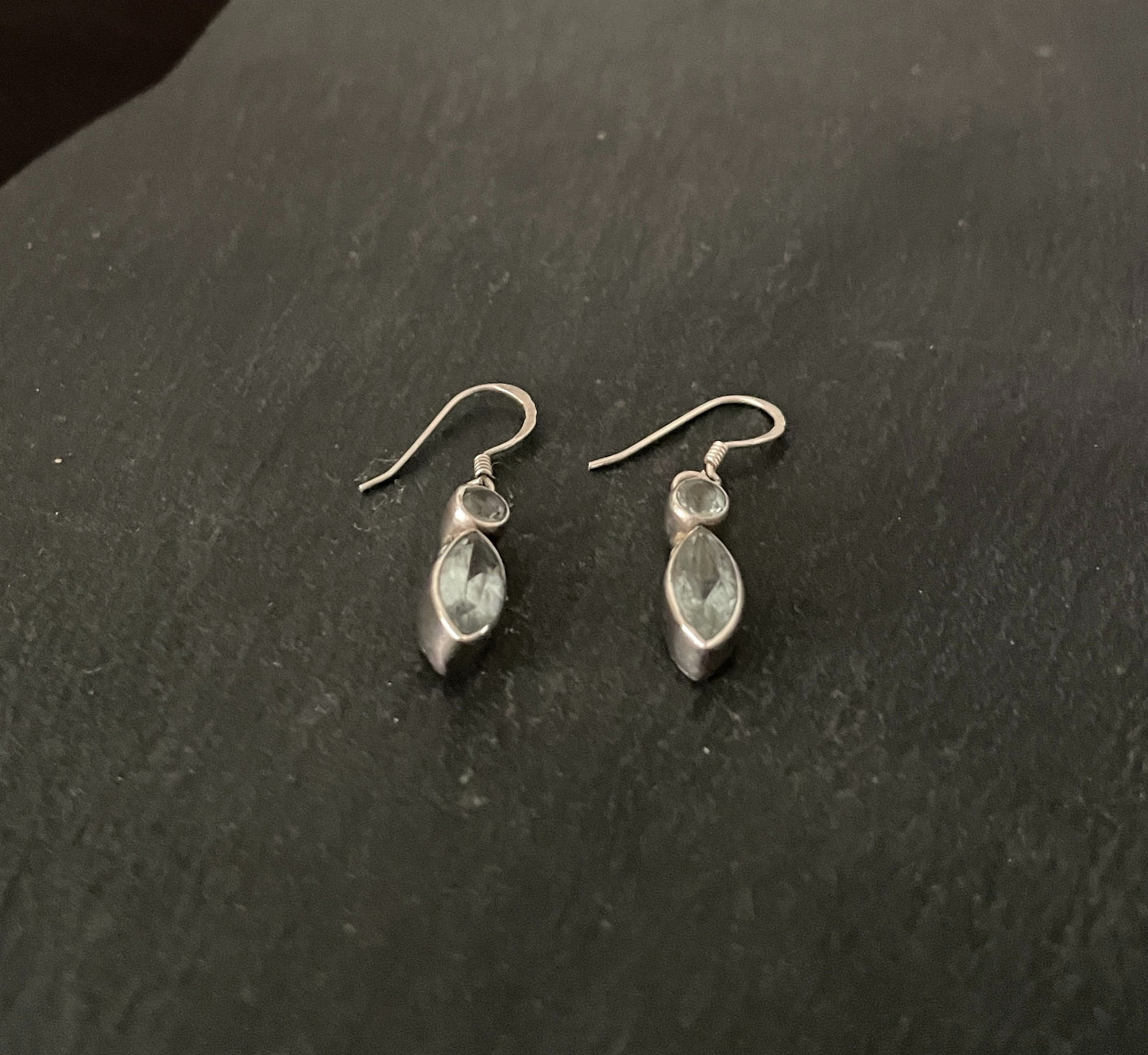 Two Stone Drop Blue Topaz Earrings image 1