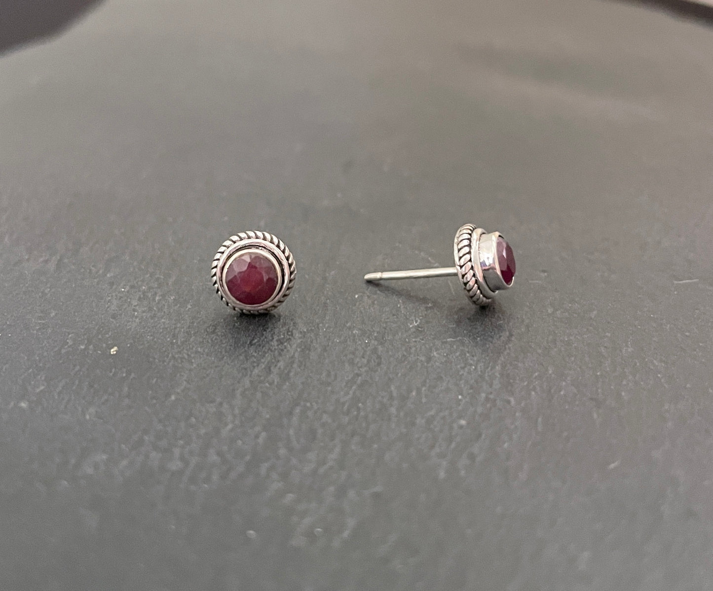 Round Ruby Studs image 1