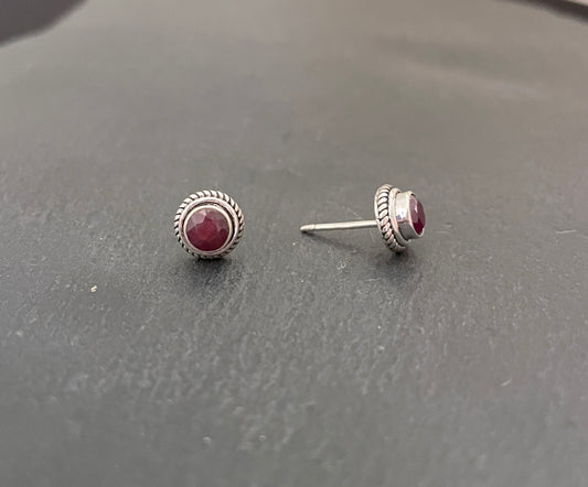 Round Ruby Studs image 1