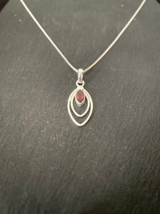 Garnet and Silver Pendant image 1