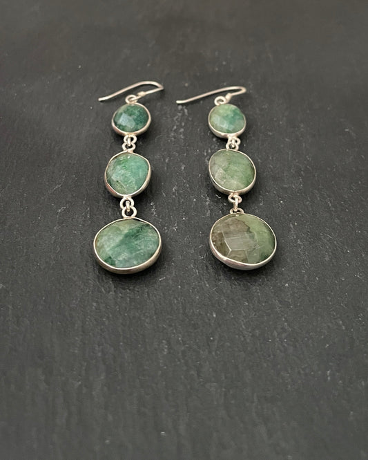 Emerald and Silver Earrings image 1