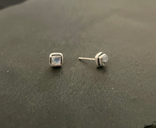Moonstone Square Stud Earrings image 1