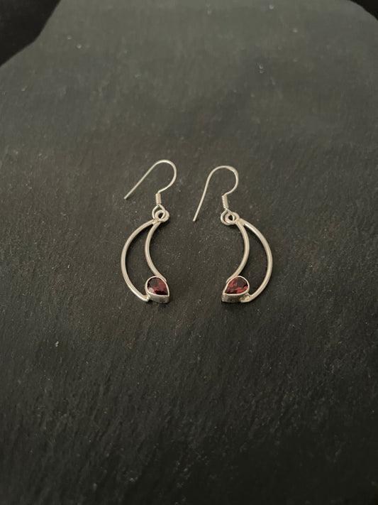 Garnet and Silver Drop Earrings image 1