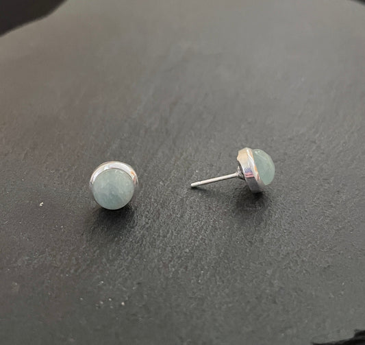 Aquamarine Round Stud Earrings image 1