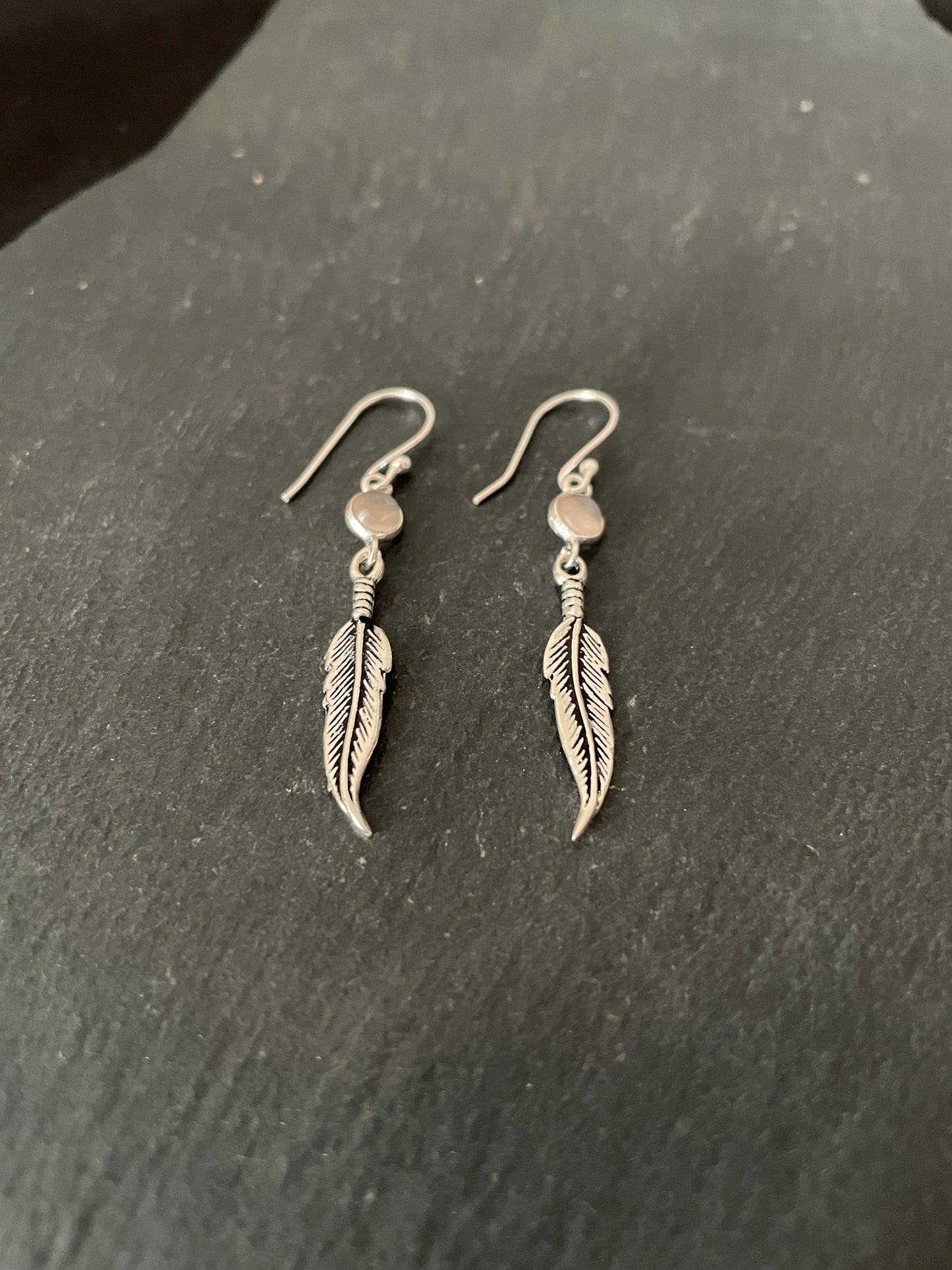 Rose Quartz Feather Earrings image 1