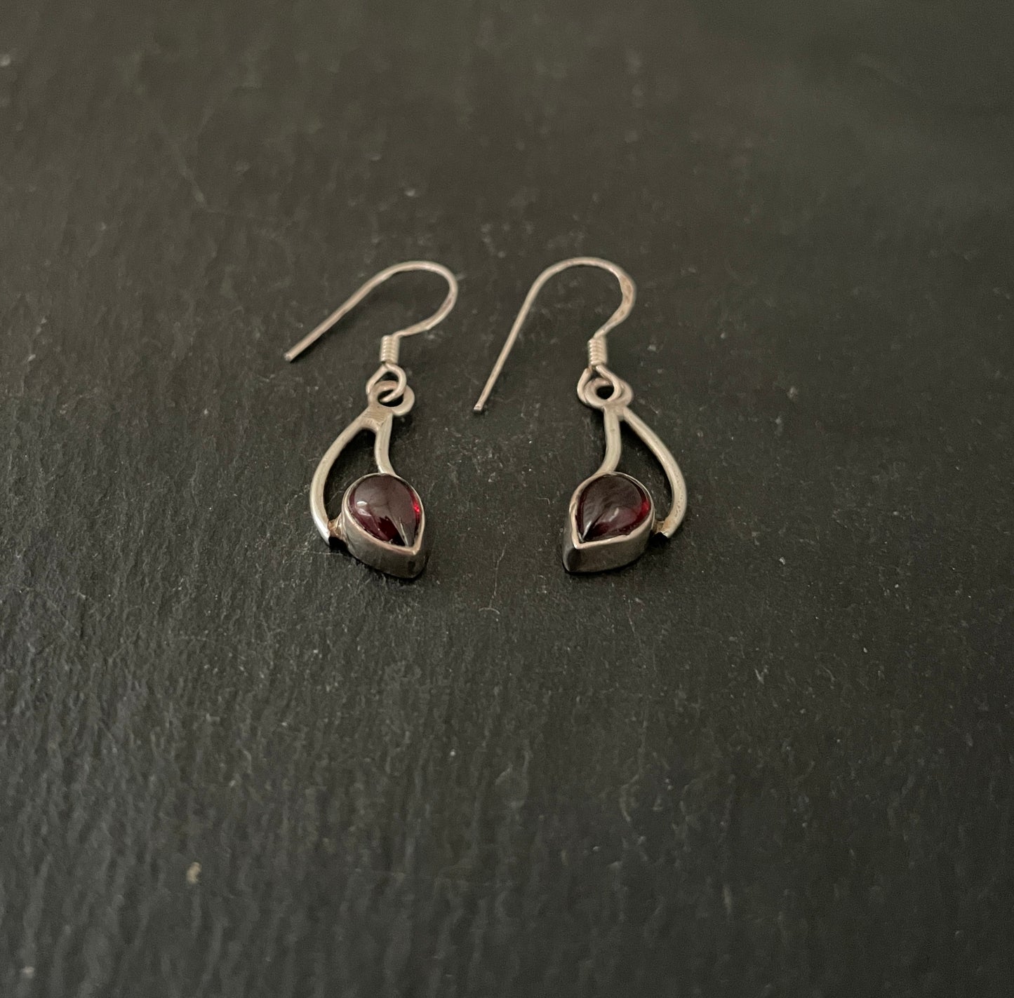 Garnet and Silver Teardrop Earrings image 1