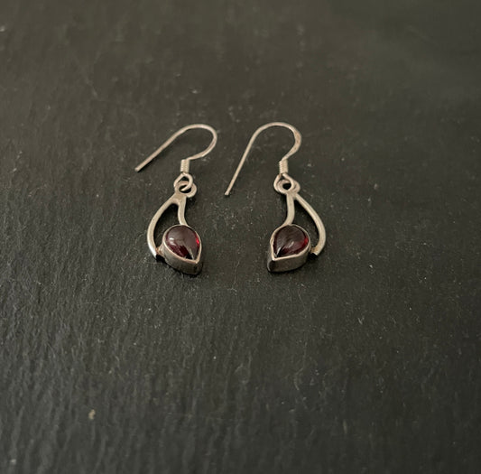 Garnet and Silver Teardrop Earrings image 1