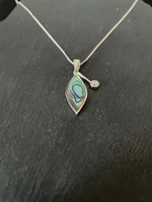 Paua Shell and Cubic Zirconia Pendant image 1