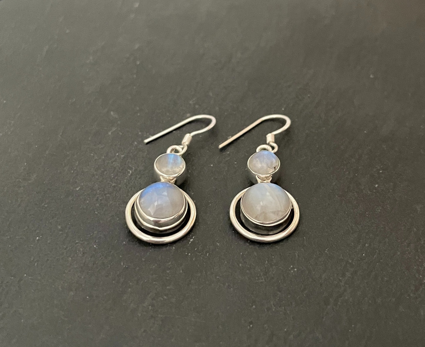 Round Moonstone Earrings image 1