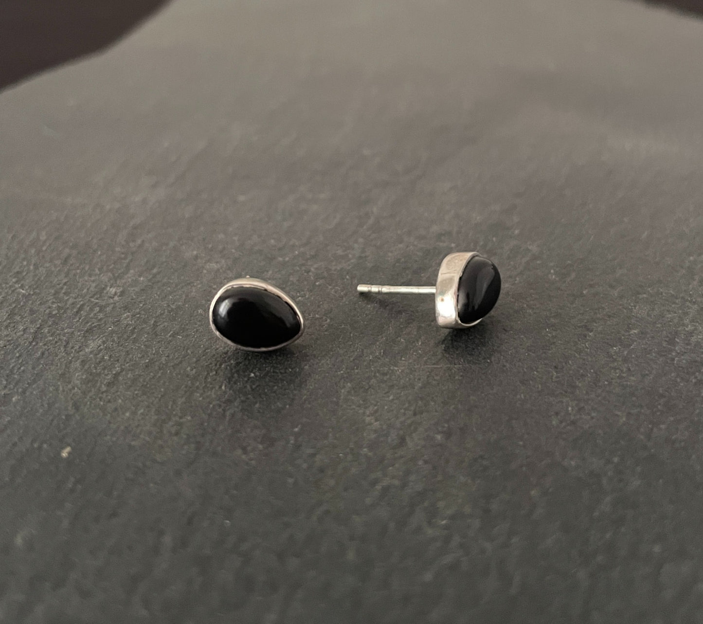 Black Onyx Teardrop Stud Earrings image 1