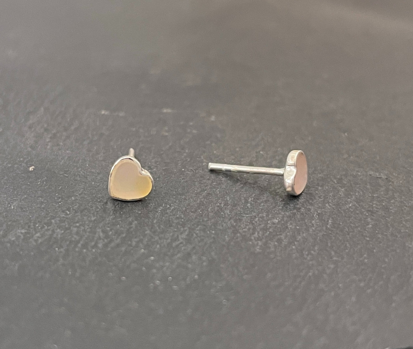Mother of Pearl Heart Stud Earrings image 1