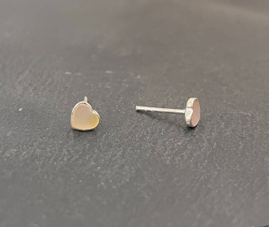 Mother of Pearl Heart Stud Earrings image 1