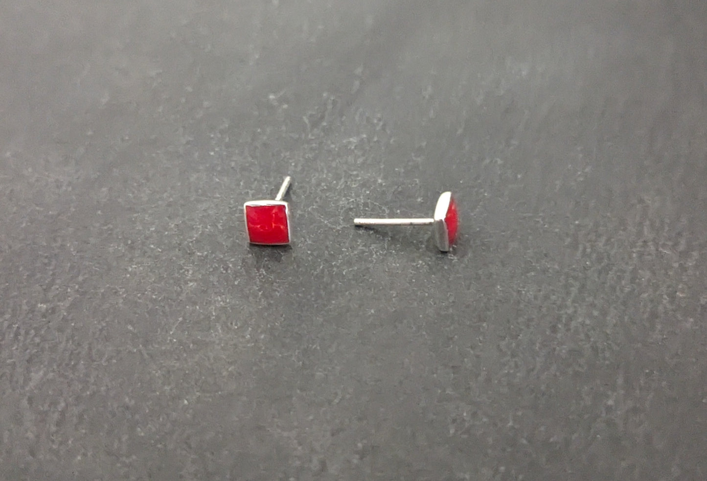 Coral Square Stud Earrings image 1