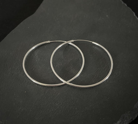 Round Silver Hoops image 1