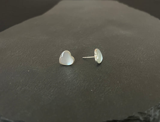 Mother of Pearl Heart Stud Earrings image 1