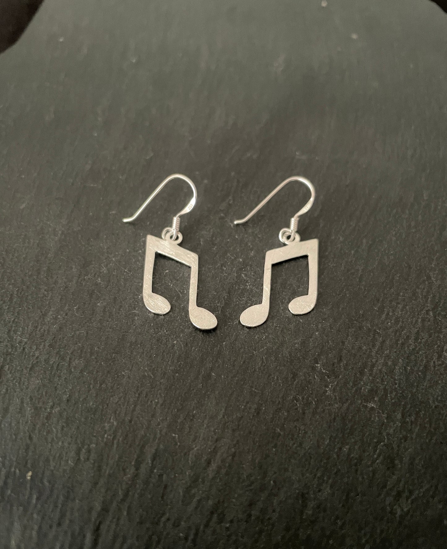 Satin Finish Silver Music Note Earrings image 1