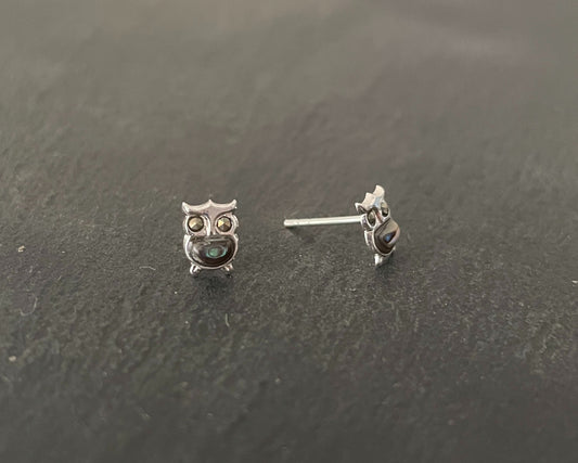 Paua Shell Owl Studs image 1