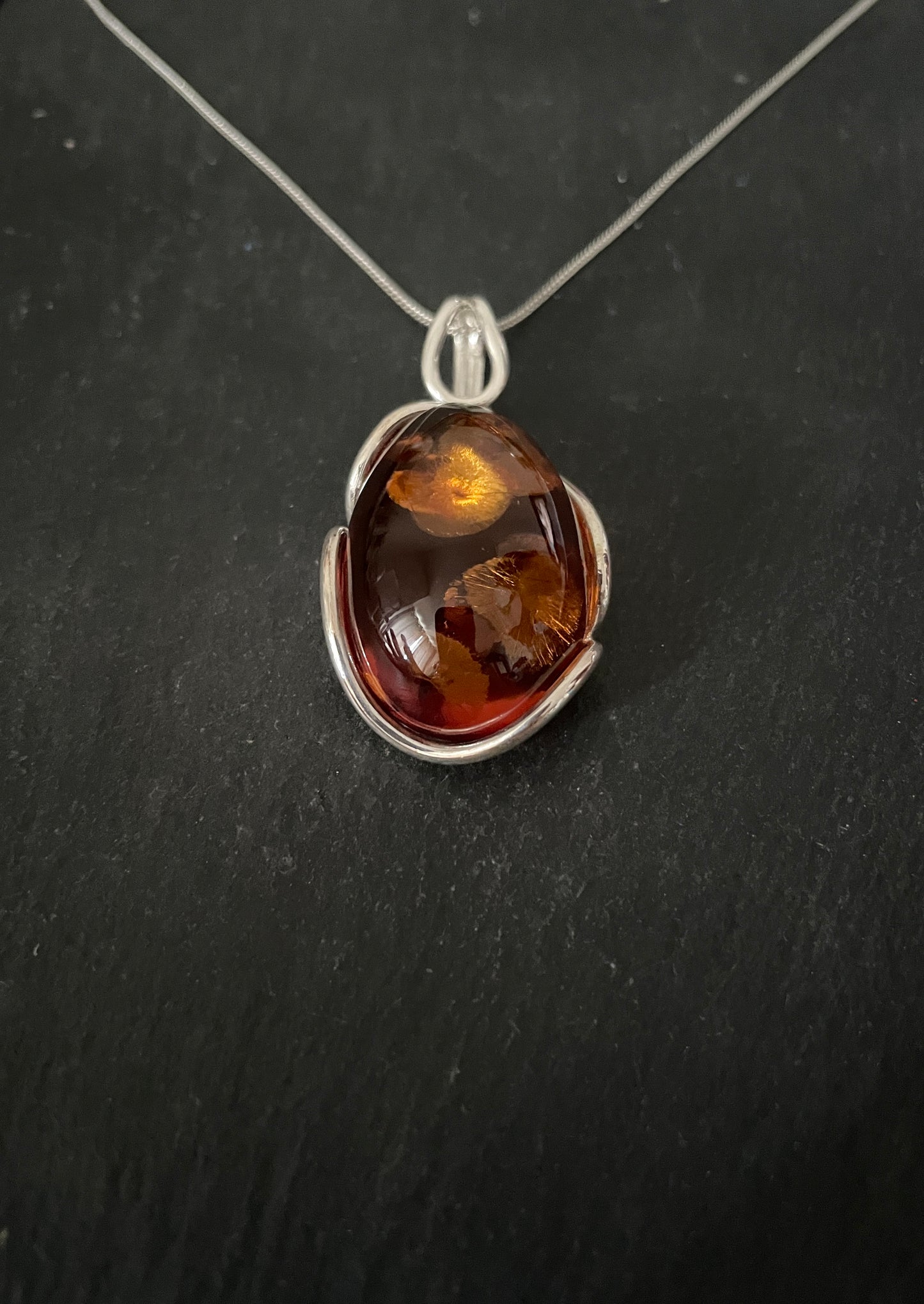 Amber Pendant with Handmade Silver Pendant image 2