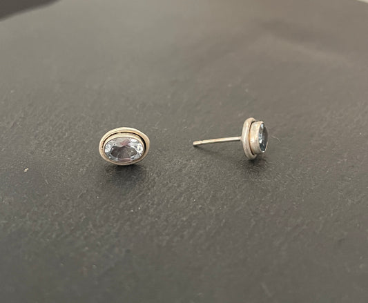 Oval Blue Topaz Studs image 1