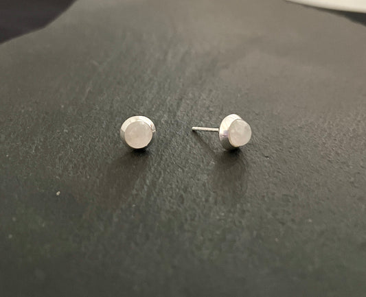 Round Moonstone Studs image 1