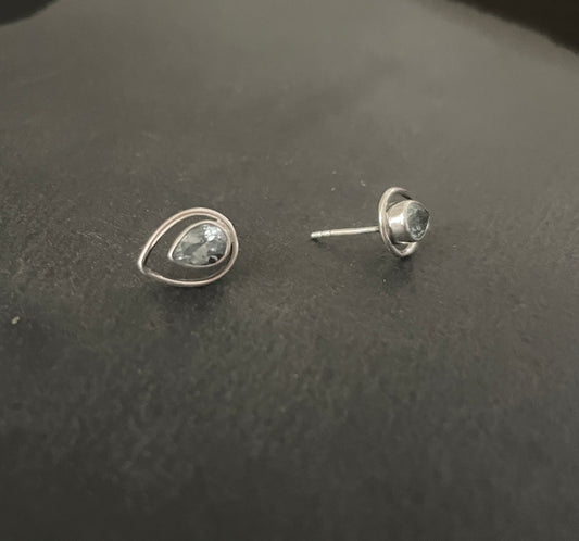 Teardrop Blue Topaz Studs image 1