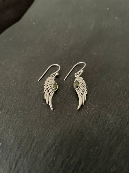 Peridot Angel Wing Earrings image 1