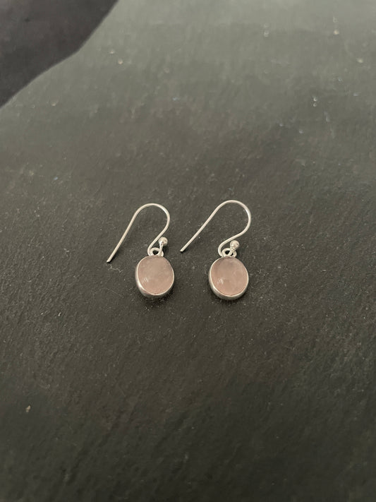 Oval Rose Quartz Earrings image 1