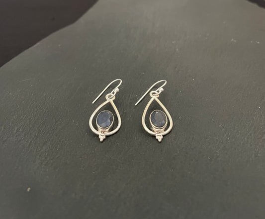Sapphire and Silver Teardrop Earrings image 1