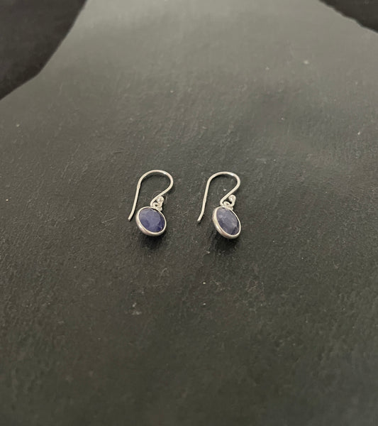 Oval Sapphire and Silver Earrings image 1