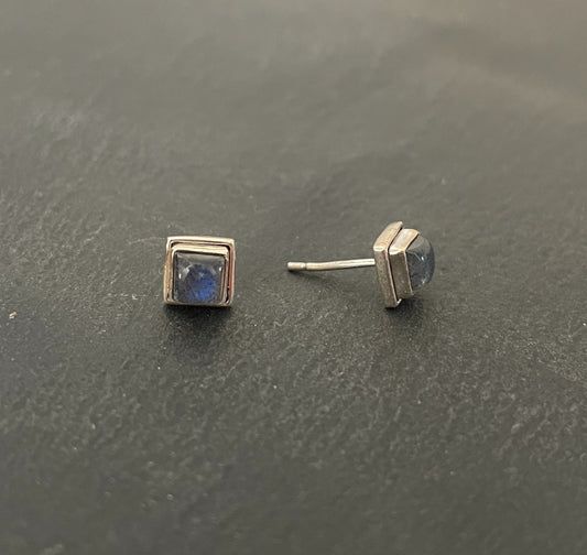 Square Labradorite Stud Earrings image 1