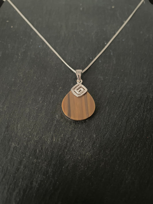 Tiger's Eye Teardrop and Silver Pendant image 1