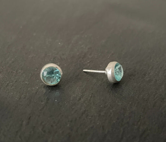 Round Blue Topaz Studs image 1