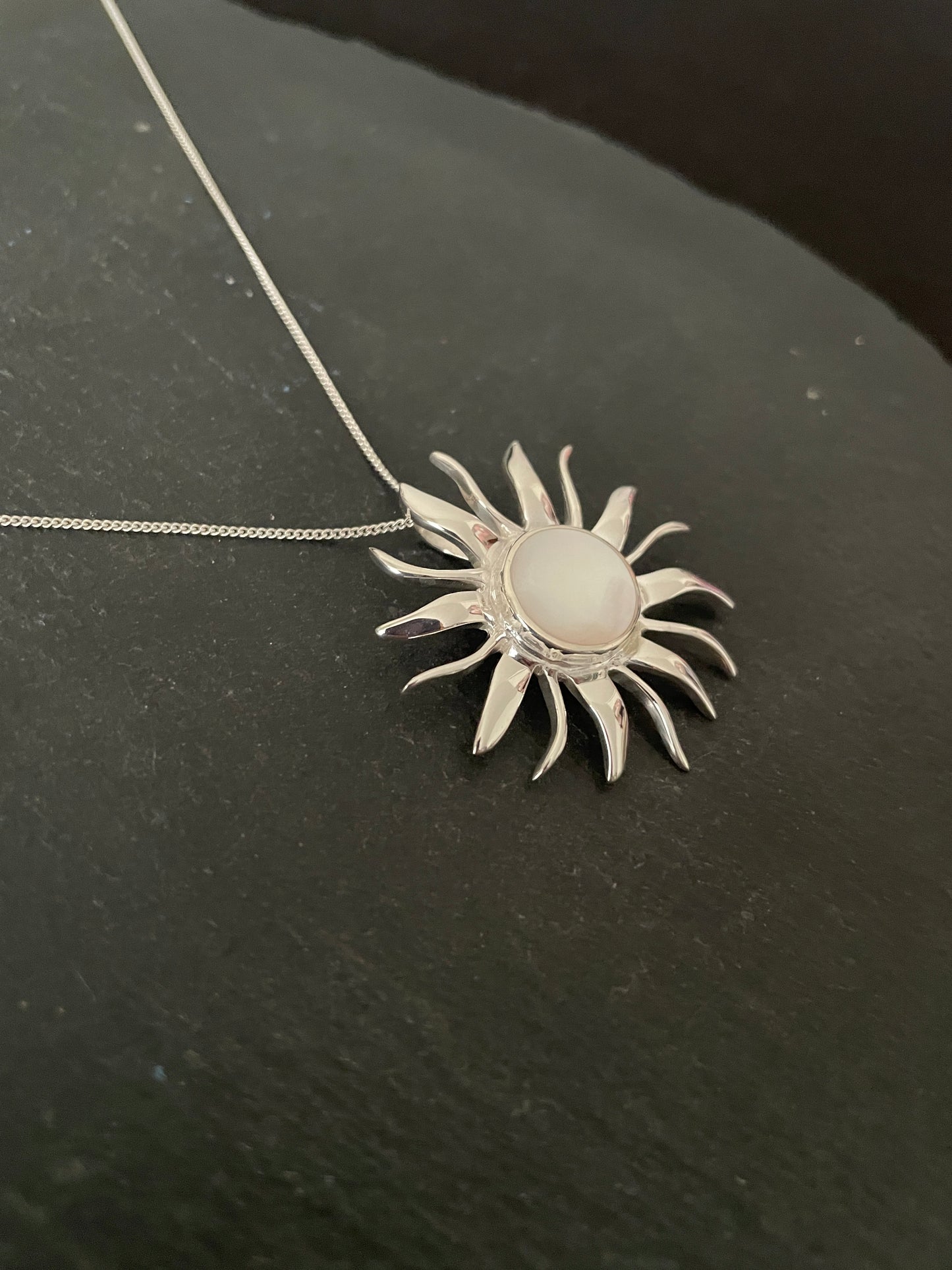 Mother of Pearl and Silver Sun Pendant image 2