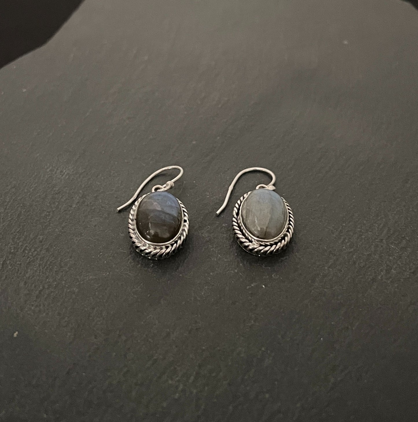Labradorite and Silver Oval Earrings image 1