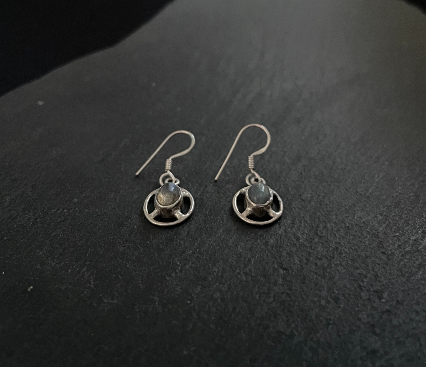 Labradorite and Silver Oval Drop Earrings image 1