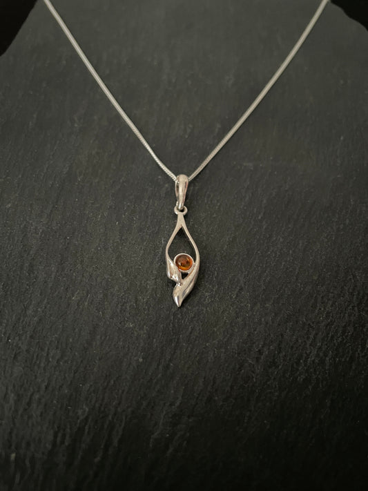 Amber and Silver Pendant image 1