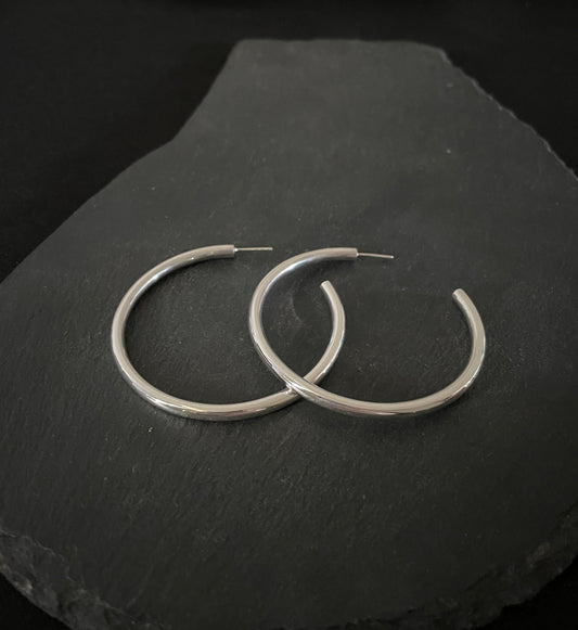 Silver Hoop Earrings image 1