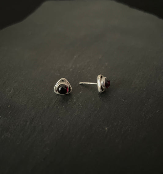 Garnet and Silver Stud Earrings image 1