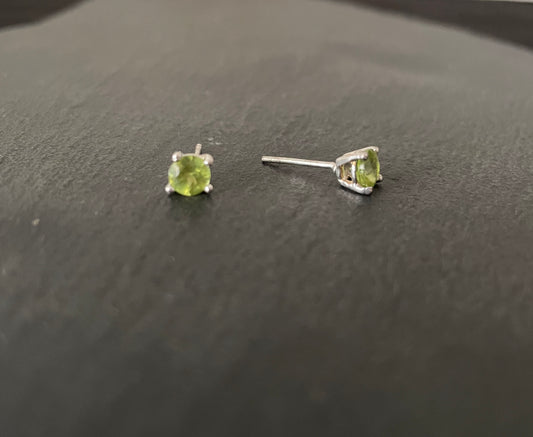 Peridot Round Stud Earrings image 1