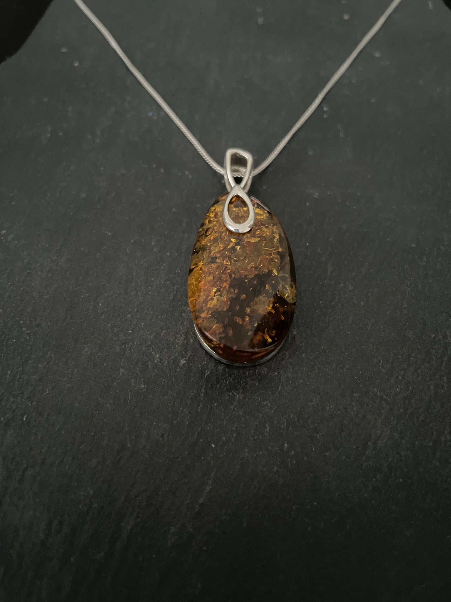 Amber and Handmade Silver Pendant image 2
