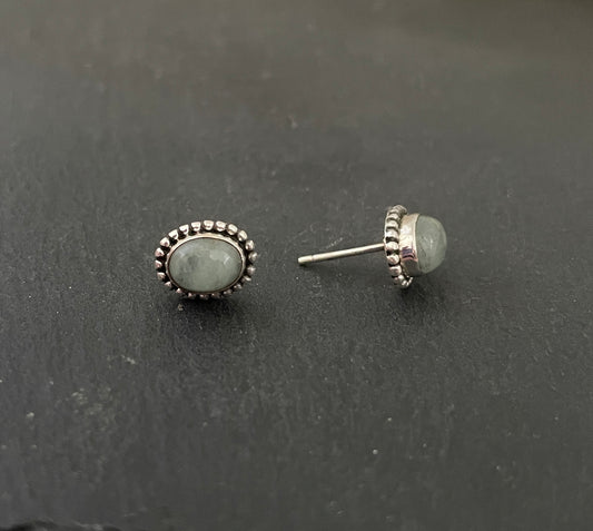 Aquamarine Oval Stud Earrings image 1