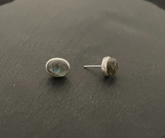 Labradorite Oval Stud Earrings image 1