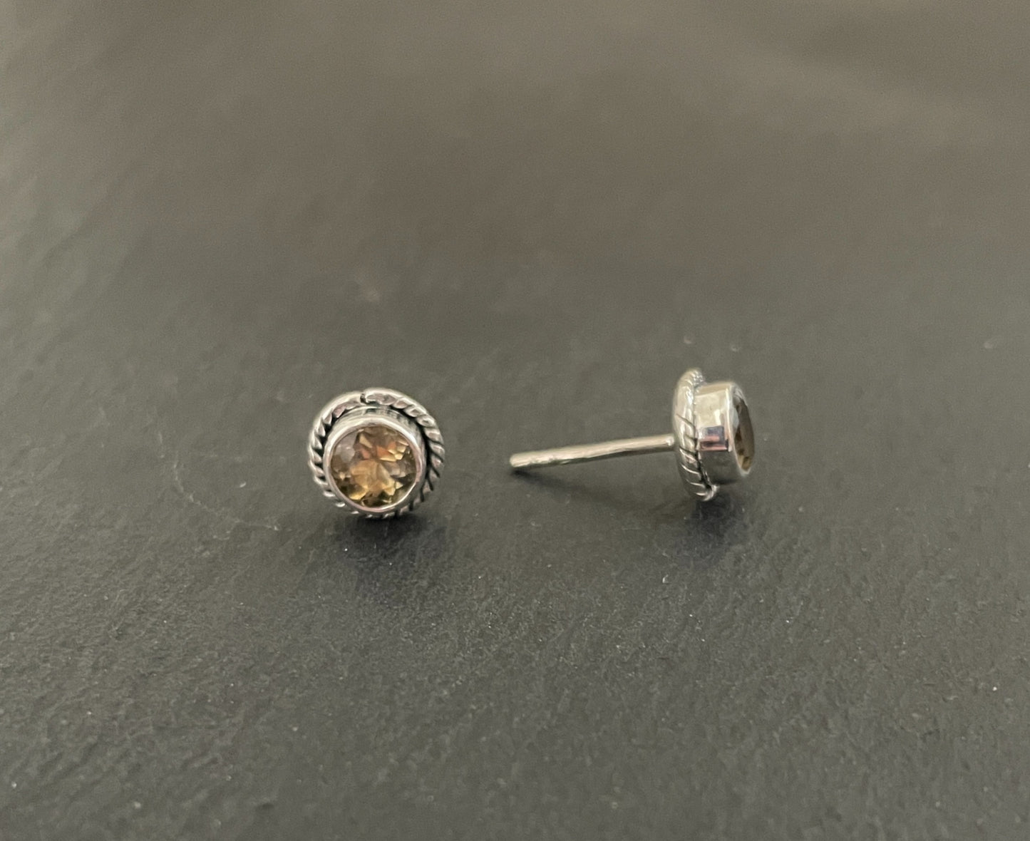 Citrine Round Stud Earrings image 1