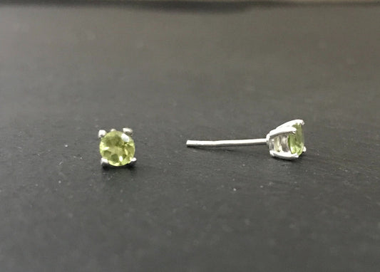 Round Peridot Stud Earrings image 1