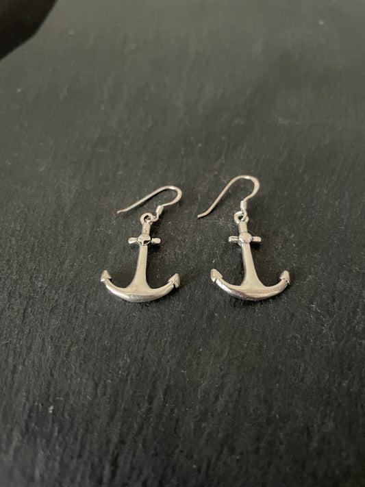 Silver Anchor Earrings image 1