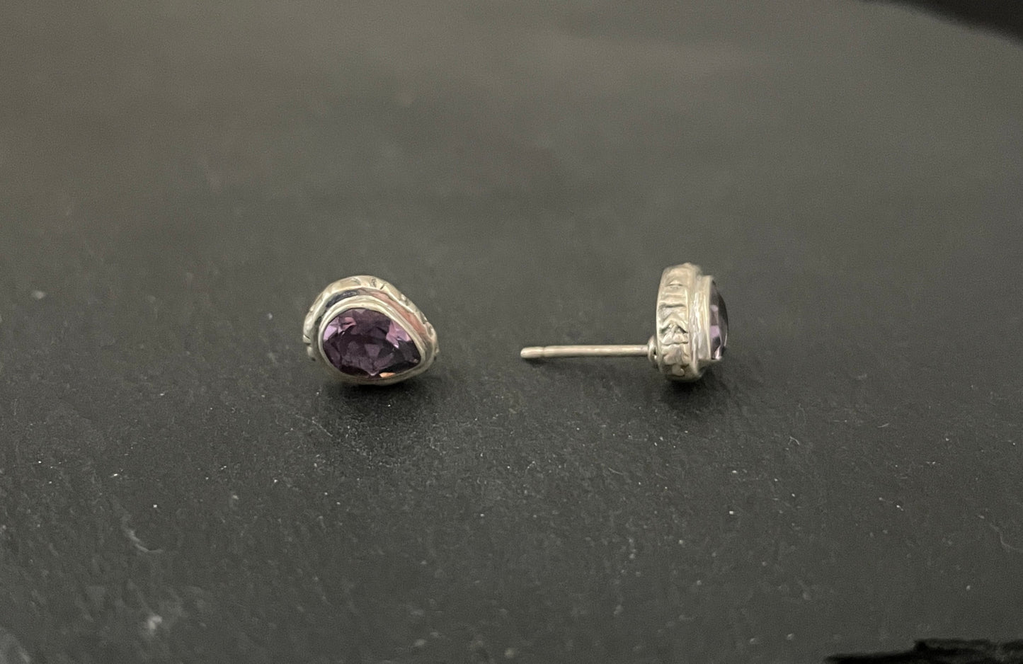 Amethyst Teardrop Stud Earrings image 1