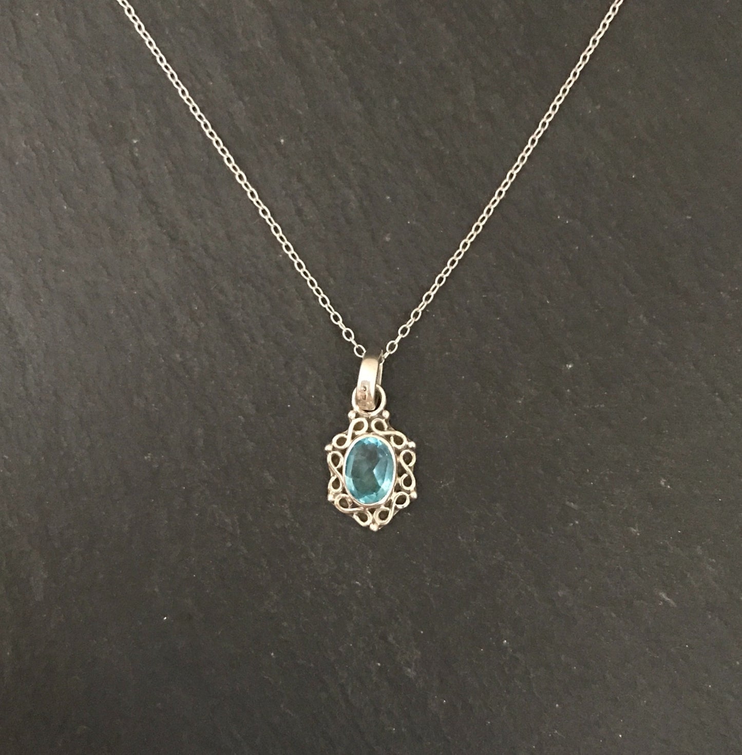 Blue Topaz and Silver Pendant image 1